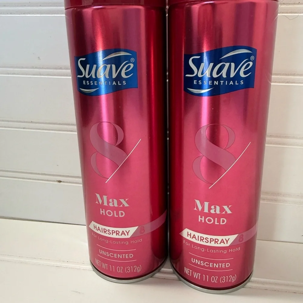 Suave Essentials Max Hold Hairspray Level 8 Unscented 11 oz Spray Can 2 Pack NEW